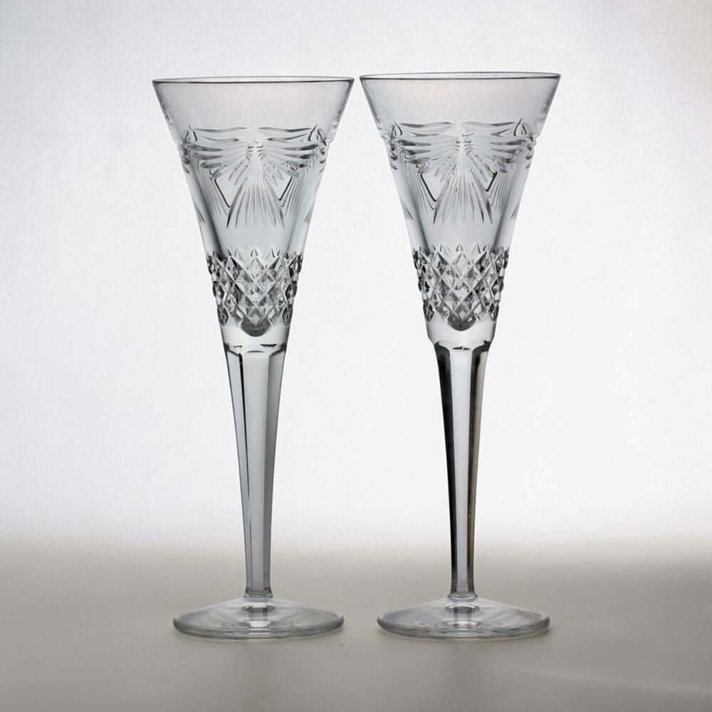 Waterford Crystal Millennium Collection "Peace" Toasting Flutes Set Of Two
